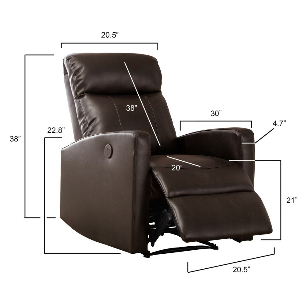 Petit fauteuil de lecture inclinable électrique AC Pacific Modern en similicuir
