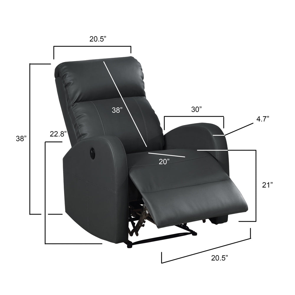 Petit fauteuil de lecture inclinable électrique AC Pacific Modern en similicuir