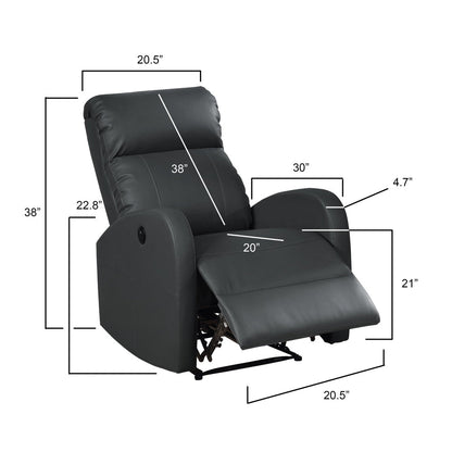 Petit fauteuil de lecture inclinable électrique AC Pacific Modern en similicuir