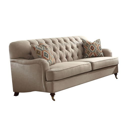 Canapé ACME Alianza (avec 2 coussins) en tissu beige