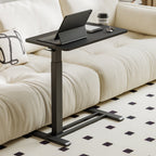 FunniHomi 28/32 Table de lit mobile à hauteur réglable avec roulettes, blanc/noir, pour ordinateur portable, pour lit et canapé