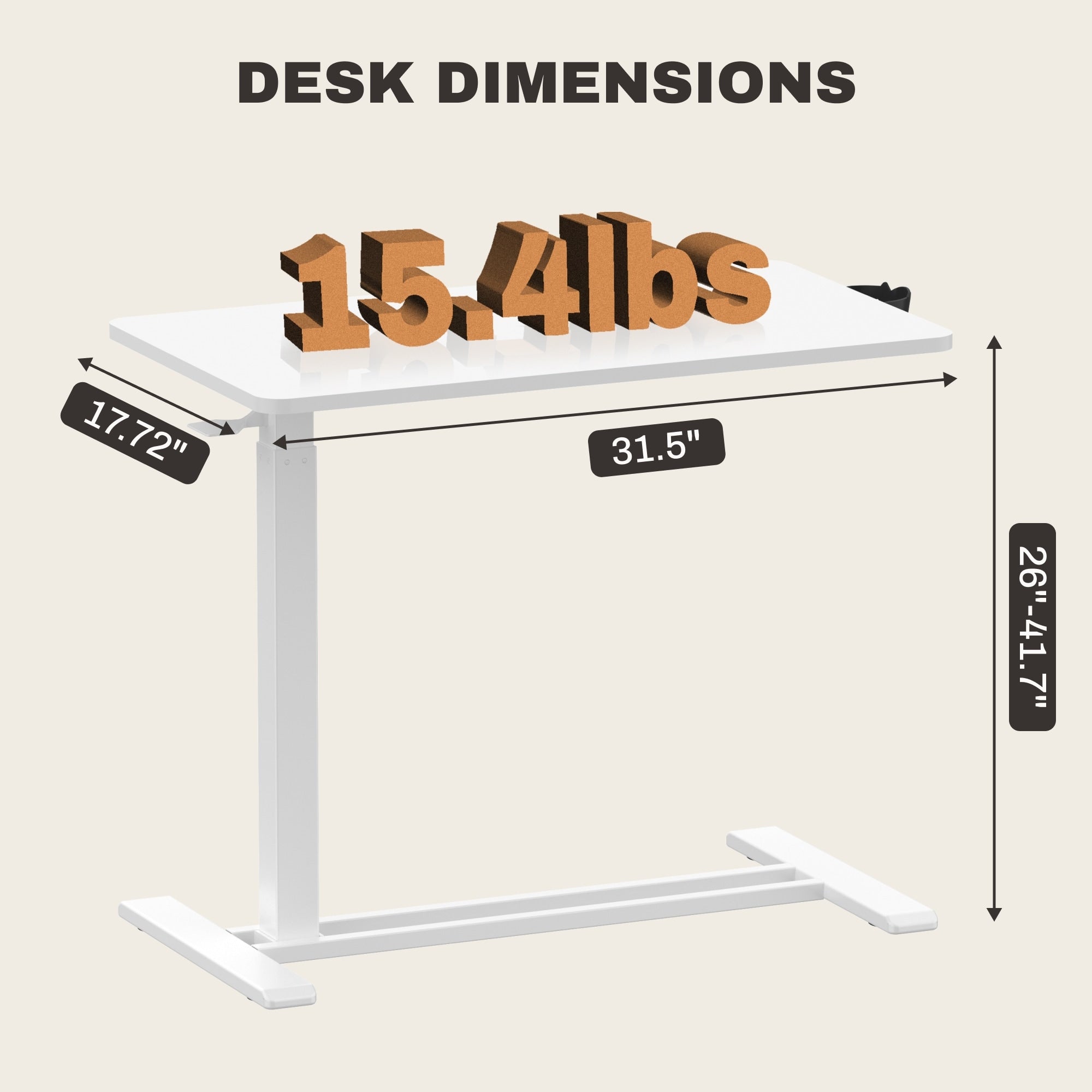 FunniHomi 28/32 Table de lit mobile à hauteur réglable avec roulettes, blanc/noir, pour ordinateur portable, pour lit et canapé