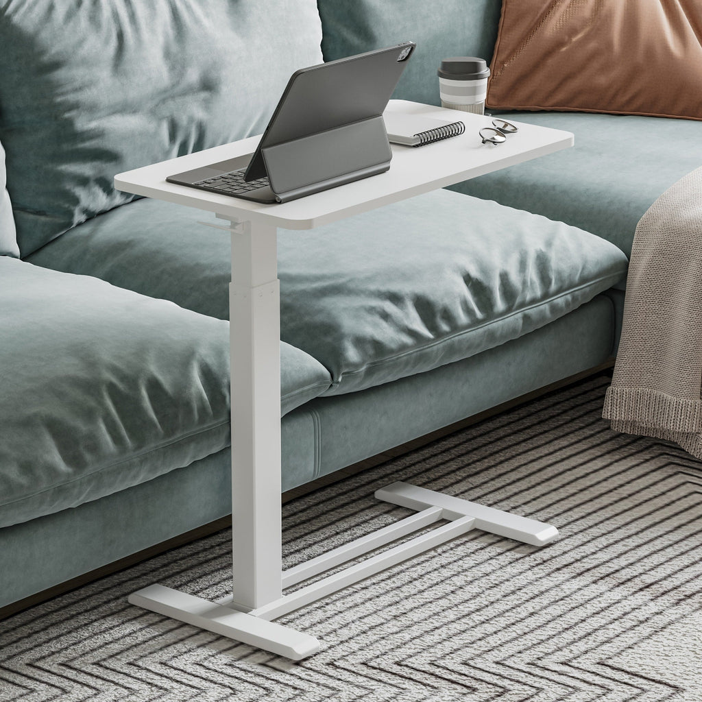 FunniHomi 28/32 Table de lit mobile à hauteur réglable avec roulettes, blanc/noir, pour ordinateur portable, pour lit et canapé