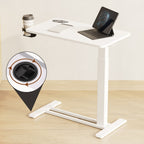 FunniHomi 28/32 Table de lit mobile à hauteur réglable avec roulettes, blanc/noir, pour ordinateur portable, pour lit et canapé