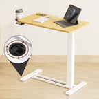 FunniHomi 28/32 Table de lit mobile à hauteur réglable avec roulettes, blanc/noir, pour ordinateur portable, pour lit et canapé