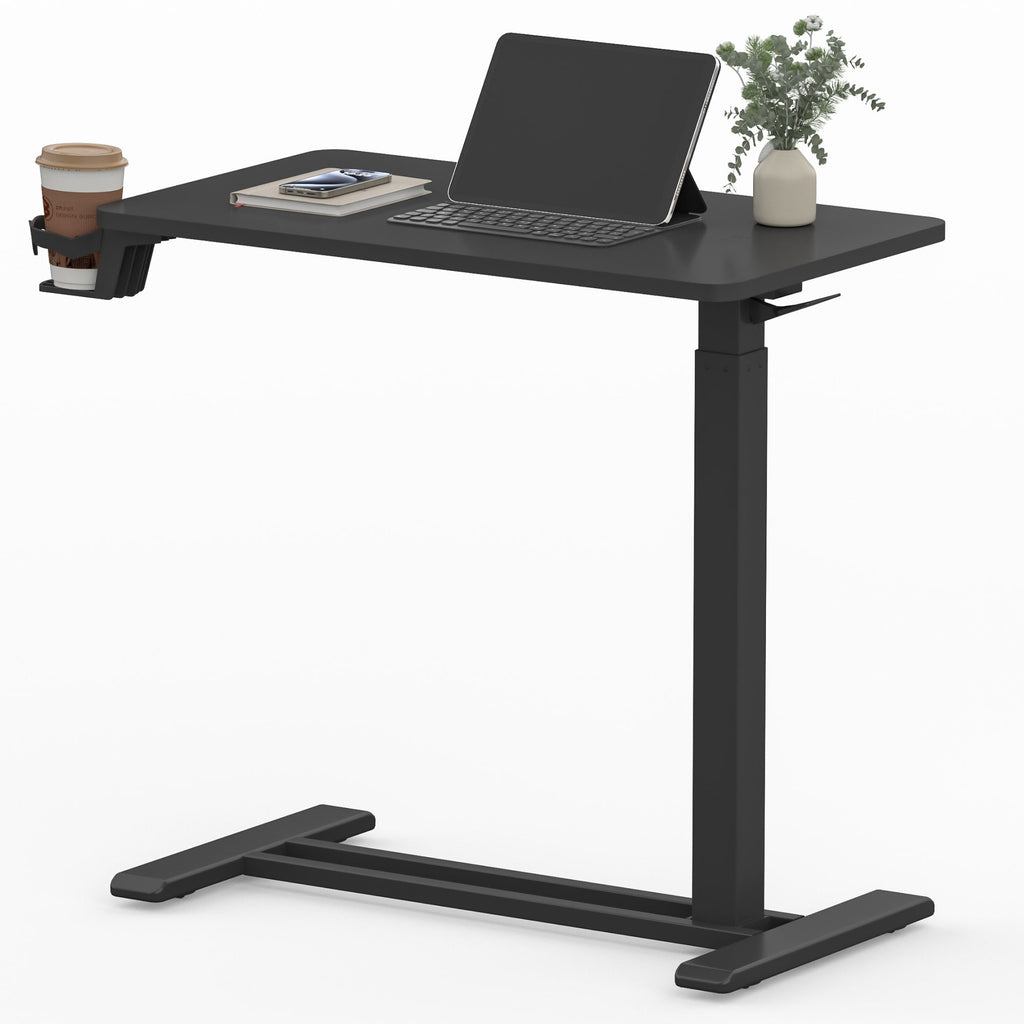 FunniHomi 28/32 Table de lit mobile à hauteur réglable avec roulettes, blanc/noir, pour ordinateur portable, pour lit et canapé