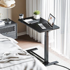 FunniHomi 28/32 Table de lit mobile à hauteur réglable avec roulettes, blanc/noir, pour ordinateur portable, pour lit et canapé