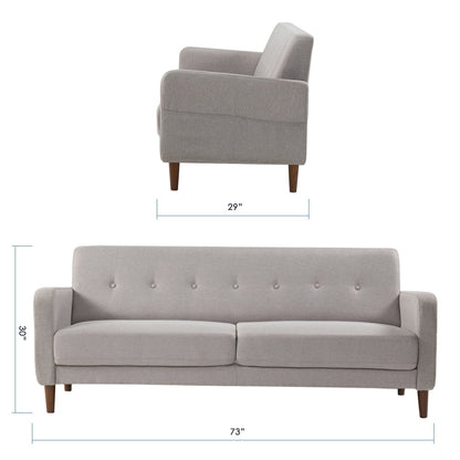 Canapé capitonné moderne ADAIR en lin avec poches pour accoudoirs par Crown Comfort