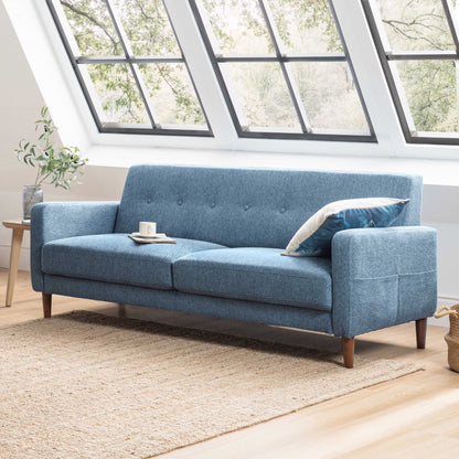 Canapé capitonné moderne ADAIR en lin avec poches pour accoudoirs par Crown Comfort