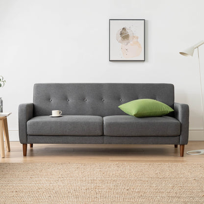 Canapé capitonné moderne ADAIR en lin avec poches pour accoudoirs par Crown Comfort