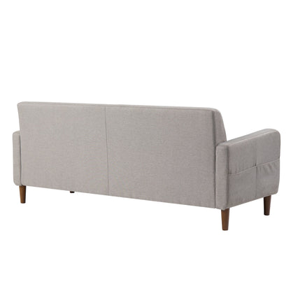 Canapé capitonné moderne ADAIR en lin avec poches pour accoudoirs par Crown Comfort