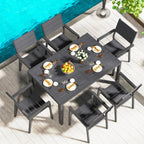 Ensemble de salle à manger d'extérieur AECOJOY 7 pièces, table et chaises de patio en aluminium 60 x 36 pour 6 personnes avec table rectangulaire