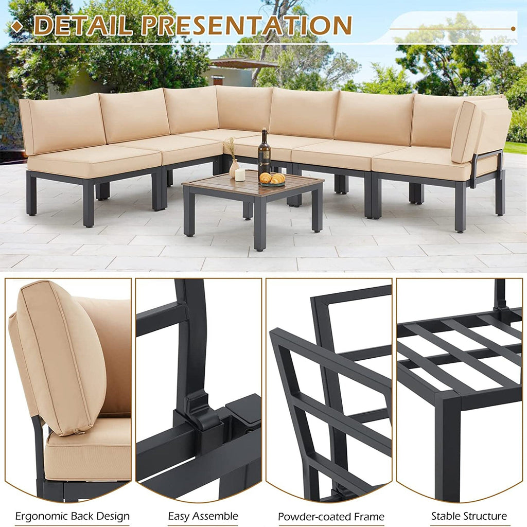 Ensemble de meubles de jardin d'extérieur AECOJOY avec canapé sectionnel en métal