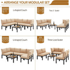 Ensemble de meubles de jardin d'extérieur AECOJOY avec canapé sectionnel en métal
