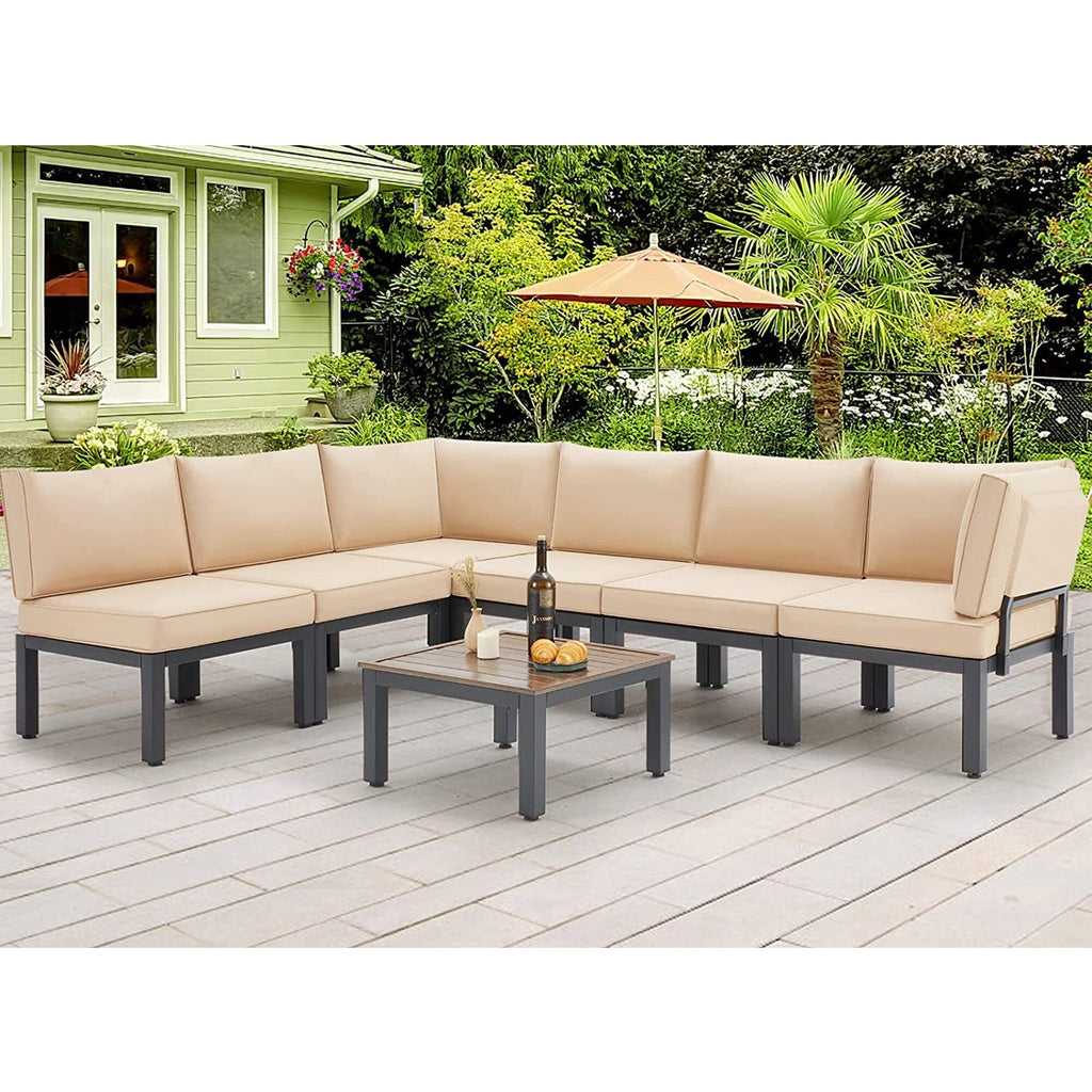 Ensemble de meubles de jardin d'extérieur AECOJOY avec canapé sectionnel en métal