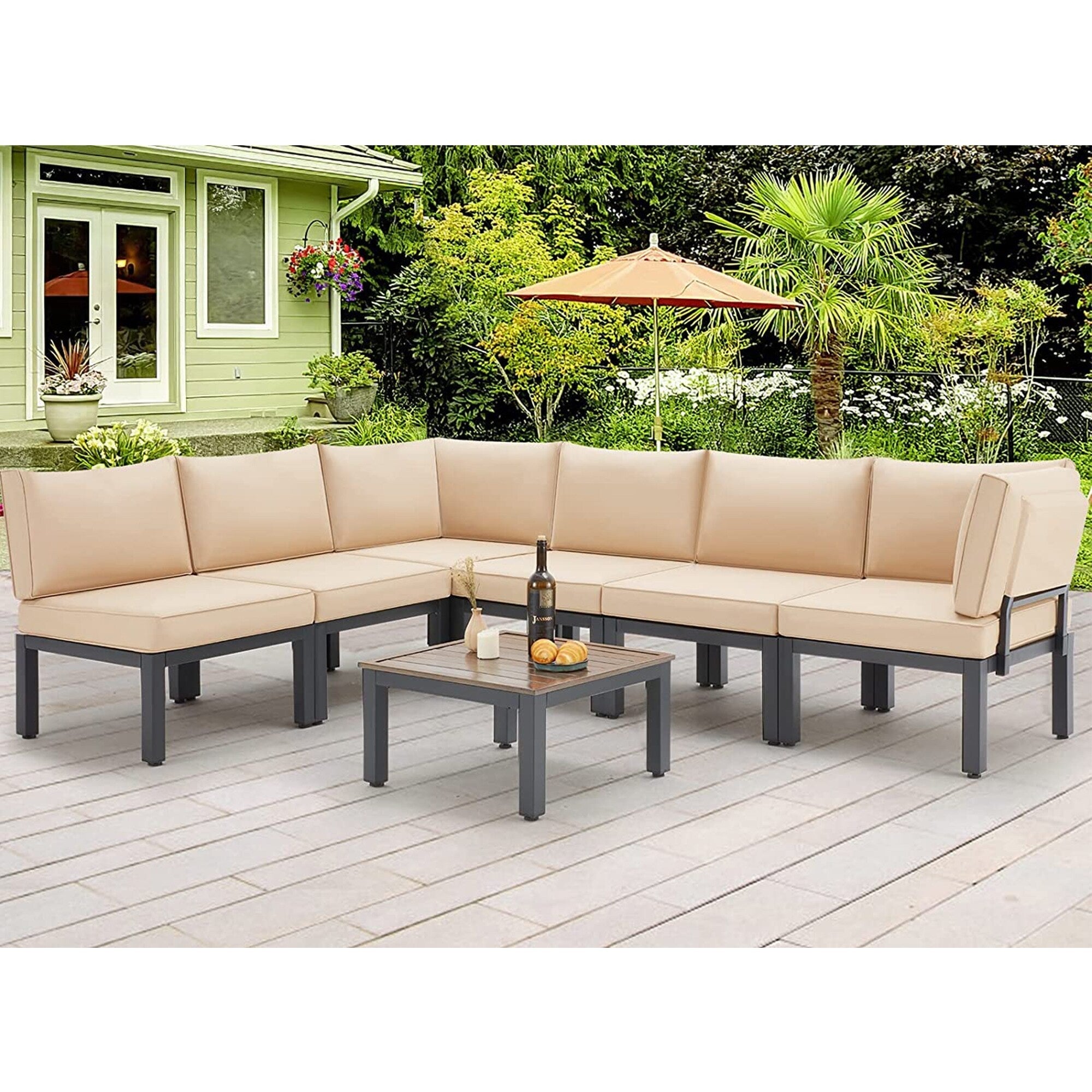 Ensemble de meubles de jardin d'extérieur AECOJOY avec canapé sectionnel en métal