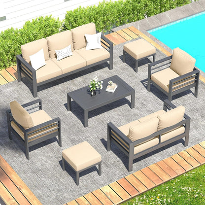 Ensemble de meubles de patio en aluminium AECOJOY 7 pièces, ensemble de conversation extérieur