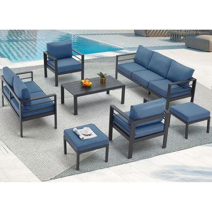 Ensemble de meubles de patio en aluminium AECOJOY 7 pièces, ensemble de conversation extérieur
