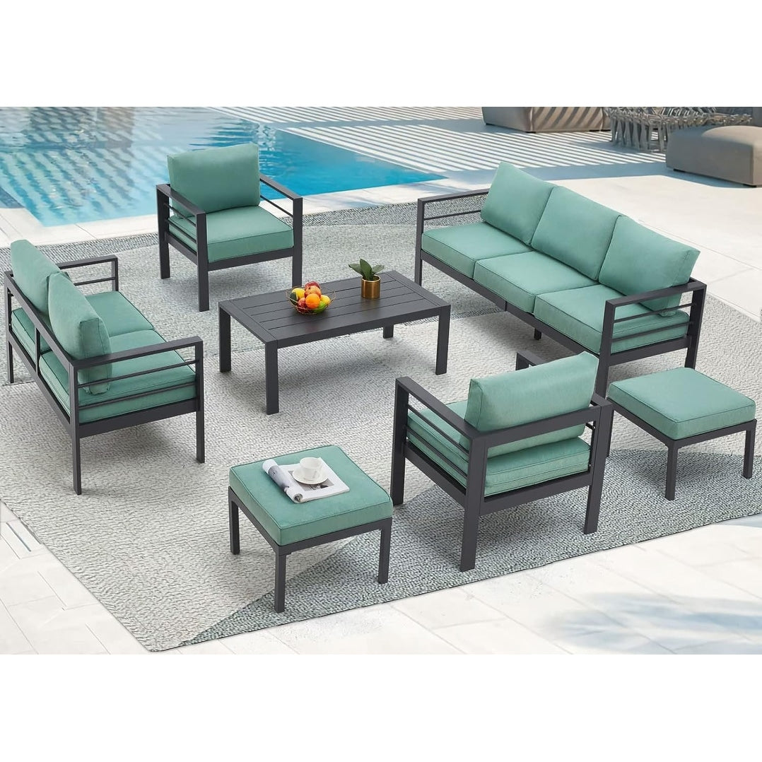 Ensemble de meubles de patio en aluminium AECOJOY 7 pièces, ensemble de conversation extérieur