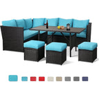 Ensemble de meubles de patio 7 pièces AECOJOY, canapé sectionnel d'extérieur en rotin, ensemble de conversation