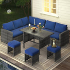 Ensemble de meubles de patio 7 pièces AECOJOY, canapé sectionnel d'extérieur en rotin, ensemble de conversation