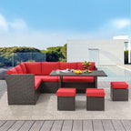 Ensemble de meubles de patio 7 pièces AECOJOY, canapé sectionnel d'extérieur en rotin, ensemble de conversation