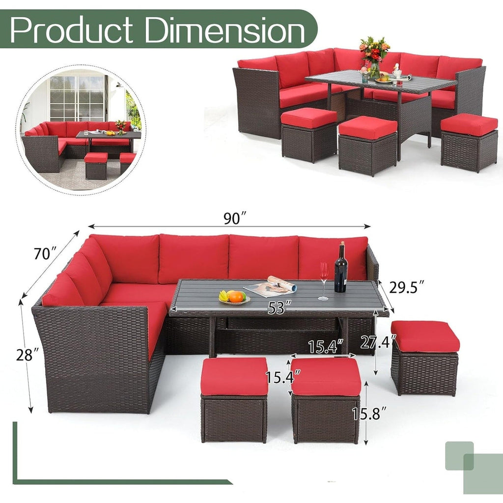 Ensemble de meubles de patio 7 pièces AECOJOY, canapé sectionnel d'extérieur en rotin, ensemble de conversation