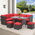 Ensemble de meubles de patio 7 pièces AECOJOY, canapé sectionnel d'extérieur en rotin, ensemble de conversation