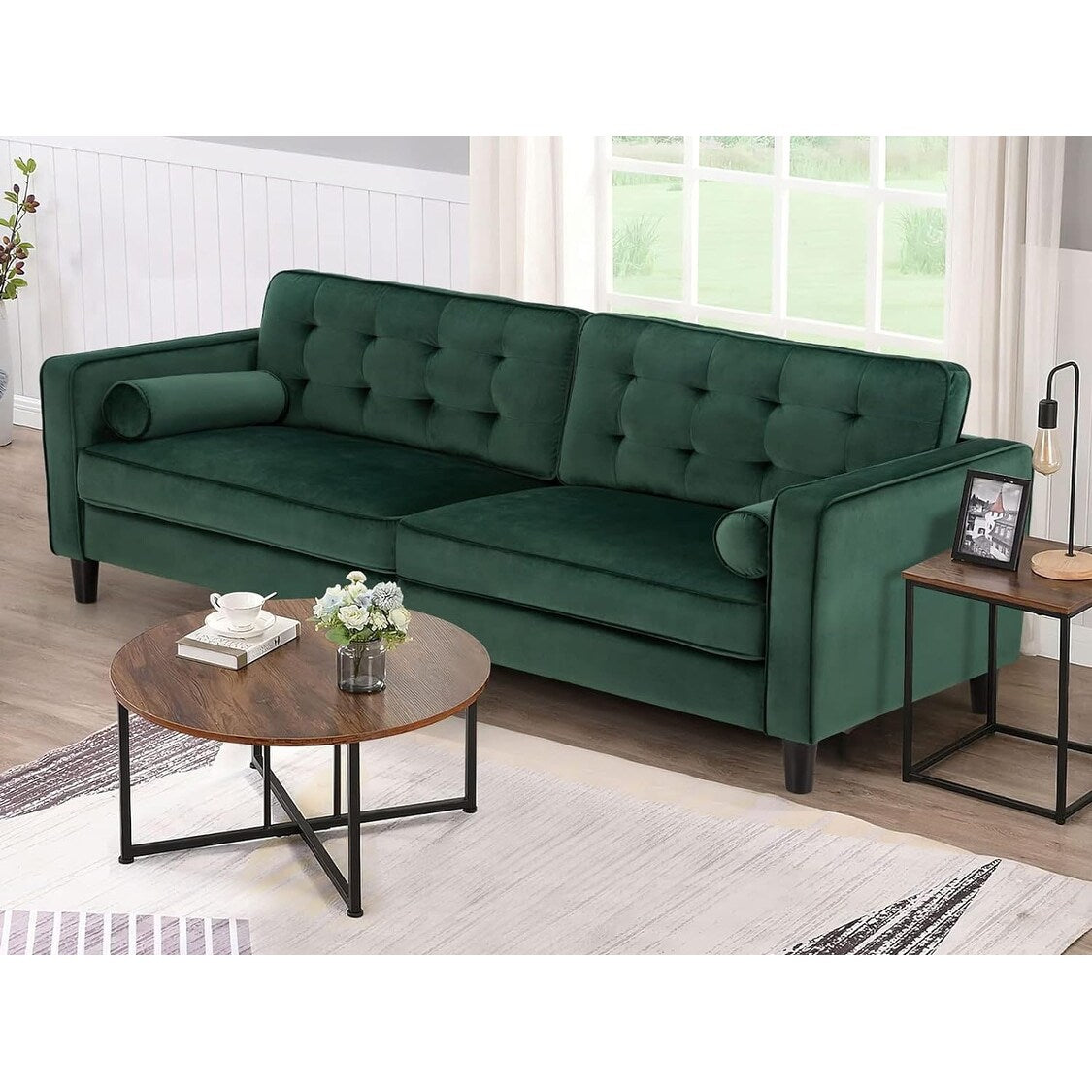 Canapé moderne du milieu du siècle AECOJOY 84.2 avec 2 coussins traversins