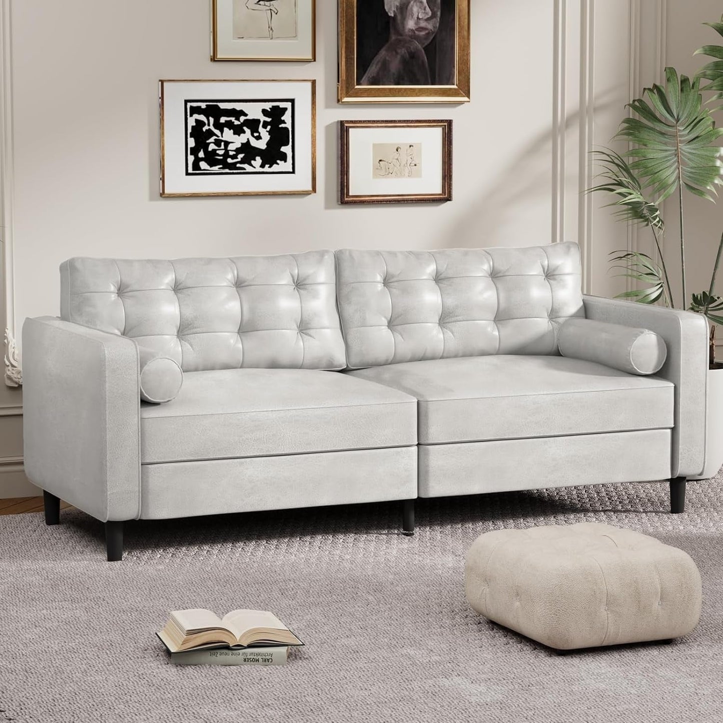 Canapé moderne du milieu du siècle AECOJOY 84.2 avec 2 coussins traversins