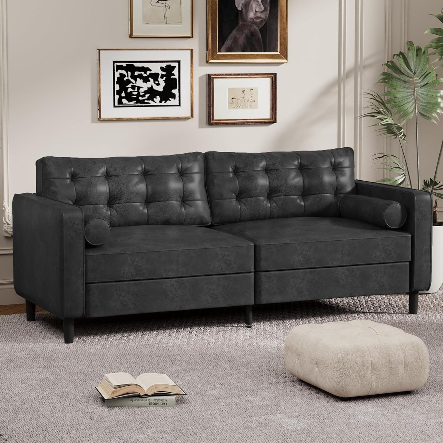 Canapé moderne du milieu du siècle AECOJOY 84.2 avec 2 coussins traversins