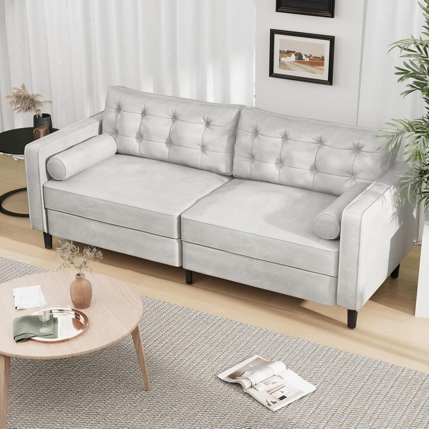 Canapé moderne du milieu du siècle AECOJOY 84.2 avec 2 coussins traversins