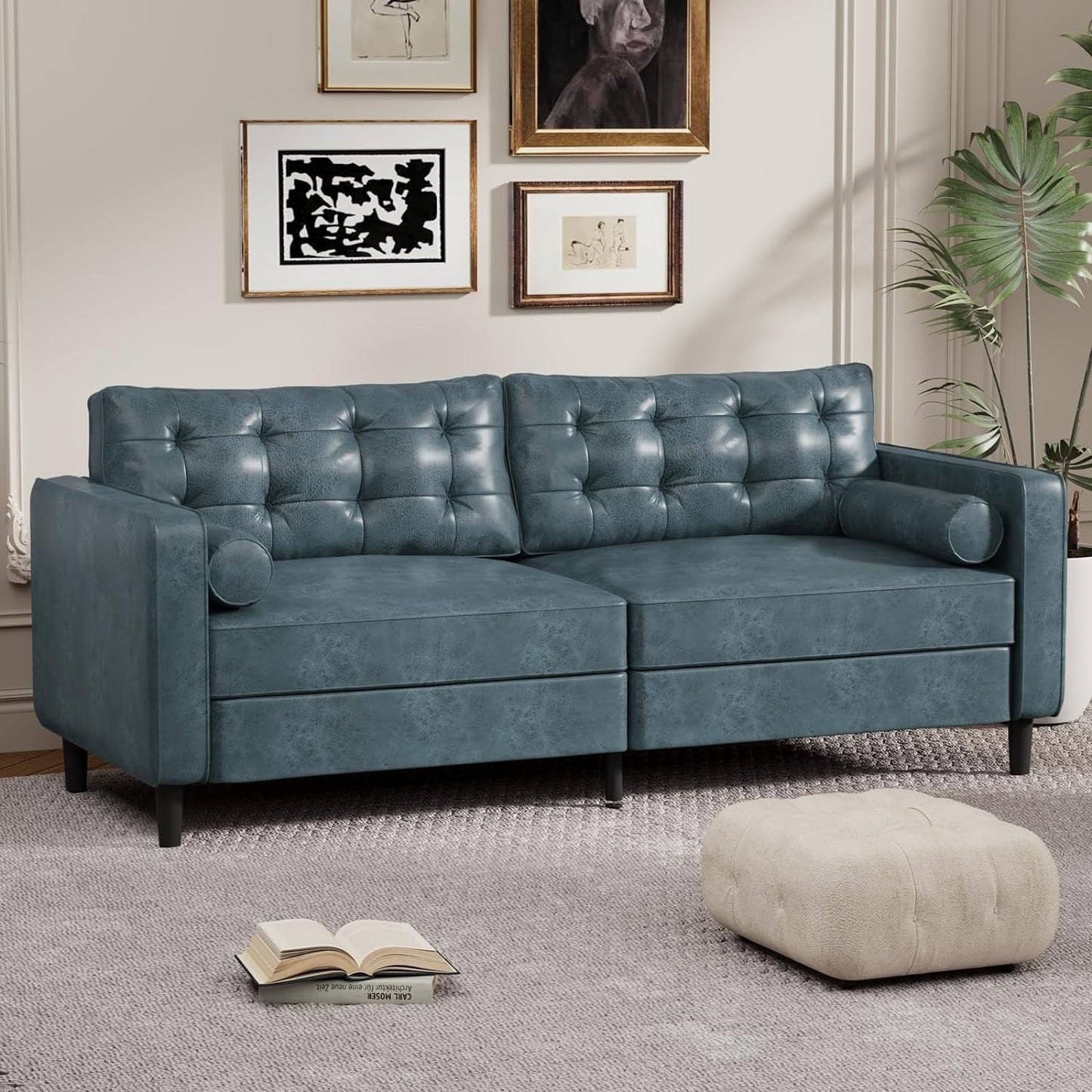 Canapé moderne du milieu du siècle AECOJOY 84.2 avec 2 coussins traversins