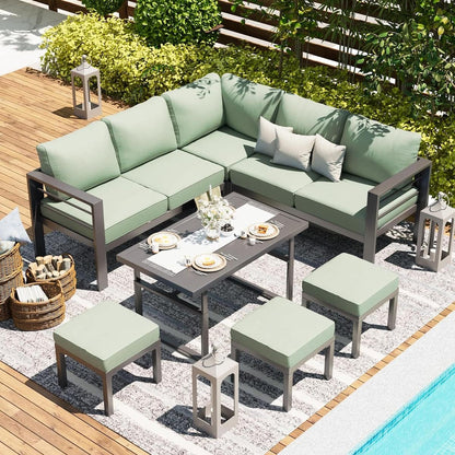 Ensemble de meubles de patio en aluminium AECOJOY, table et chaises de conversation d'extérieur