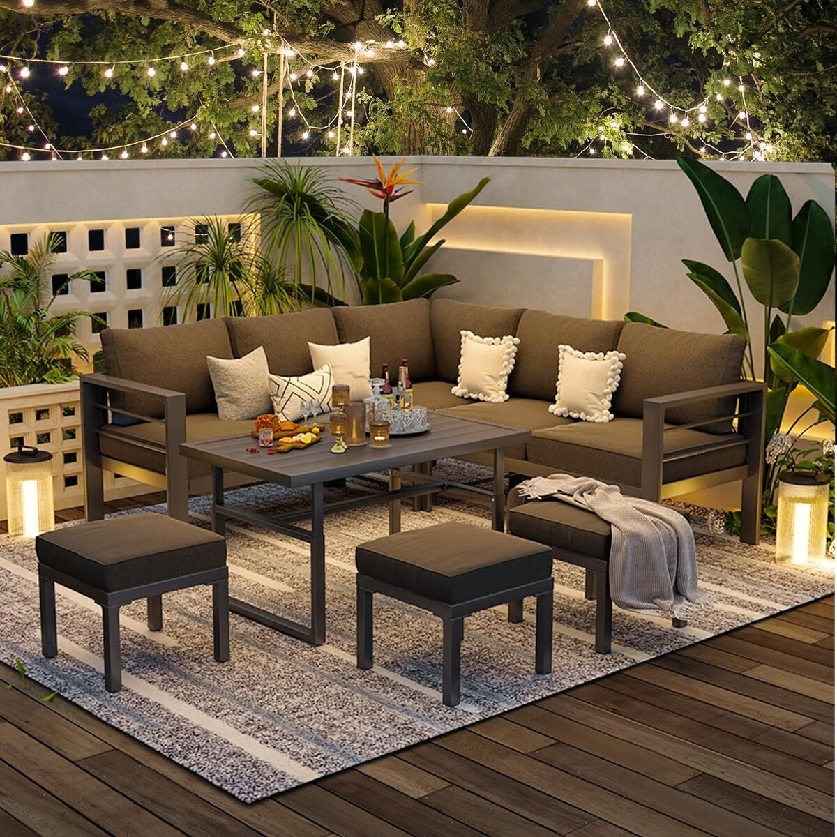 Ensemble de meubles de patio en aluminium AECOJOY, table et chaises de conversation d'extérieur