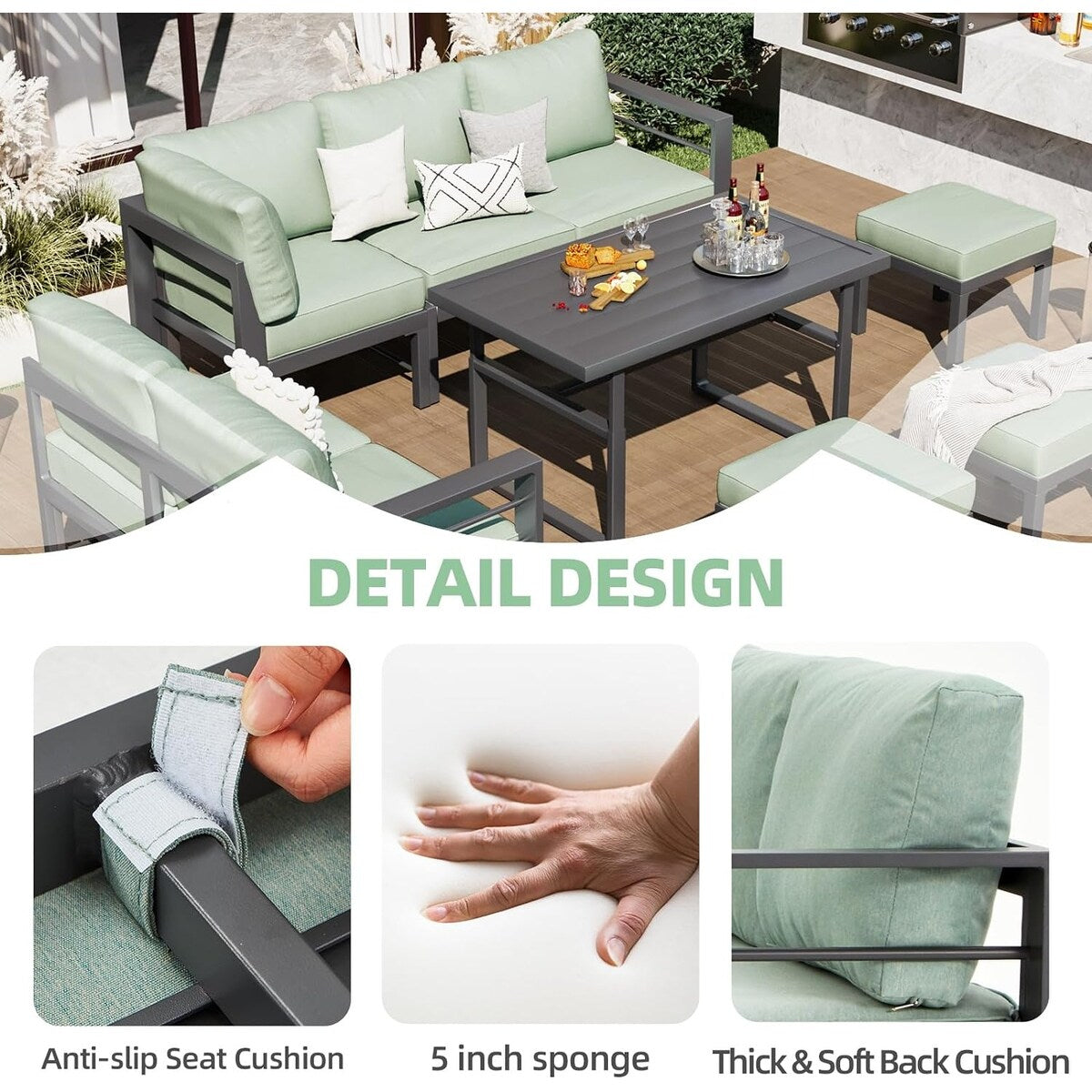 Ensemble de meubles de patio en aluminium AECOJOY, table et chaises de conversation d'extérieur