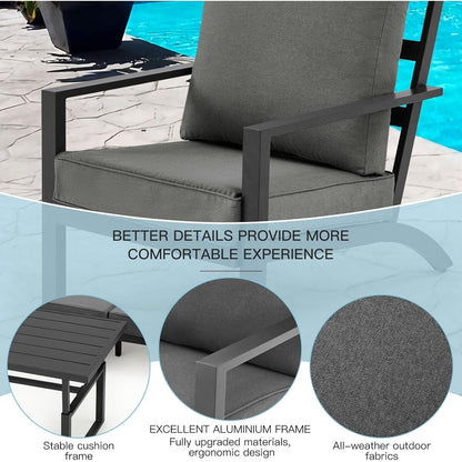 Ensemble de meubles de patio en aluminium AECOJOY, table et chaises de conversation d'extérieur