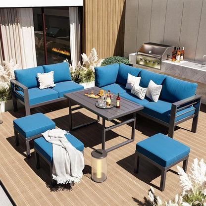 Ensemble de meubles de patio en aluminium AECOJOY, table et chaises de conversation d'extérieur