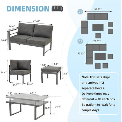 Ensemble de meubles de patio en aluminium AECOJOY, table et chaises de conversation d'extérieur