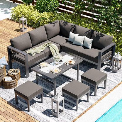 Ensemble de meubles de patio en aluminium AECOJOY, table et chaises de conversation d'extérieur