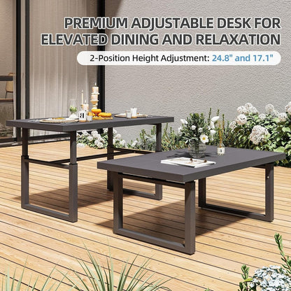 Ensemble de meubles de patio en aluminium AECOJOY, table et chaises de conversation d'extérieur