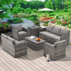 Ensemble de meubles d'extérieur en osier avec canapé sectionnel AECOJOY 7 pièces