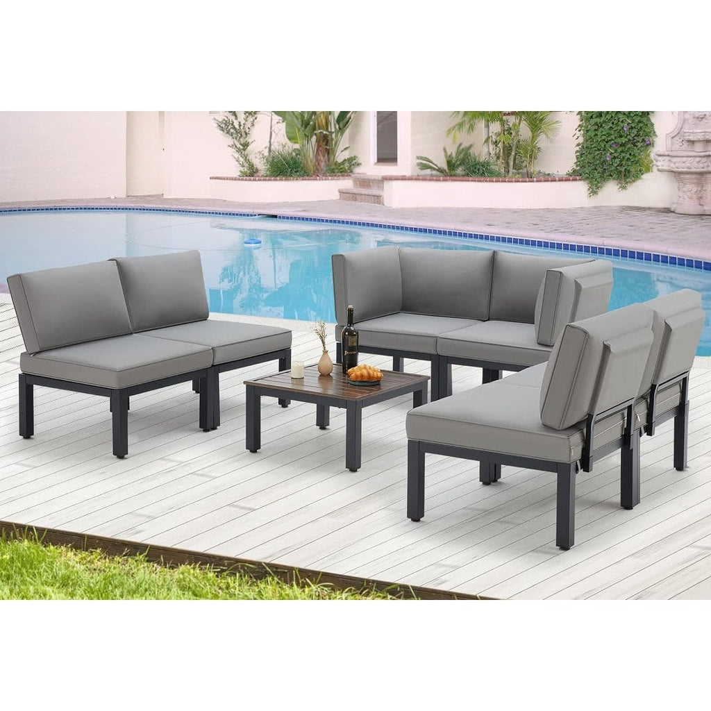 Ensemble de meubles de jardin d'extérieur AECOJOY avec canapé sectionnel en métal
