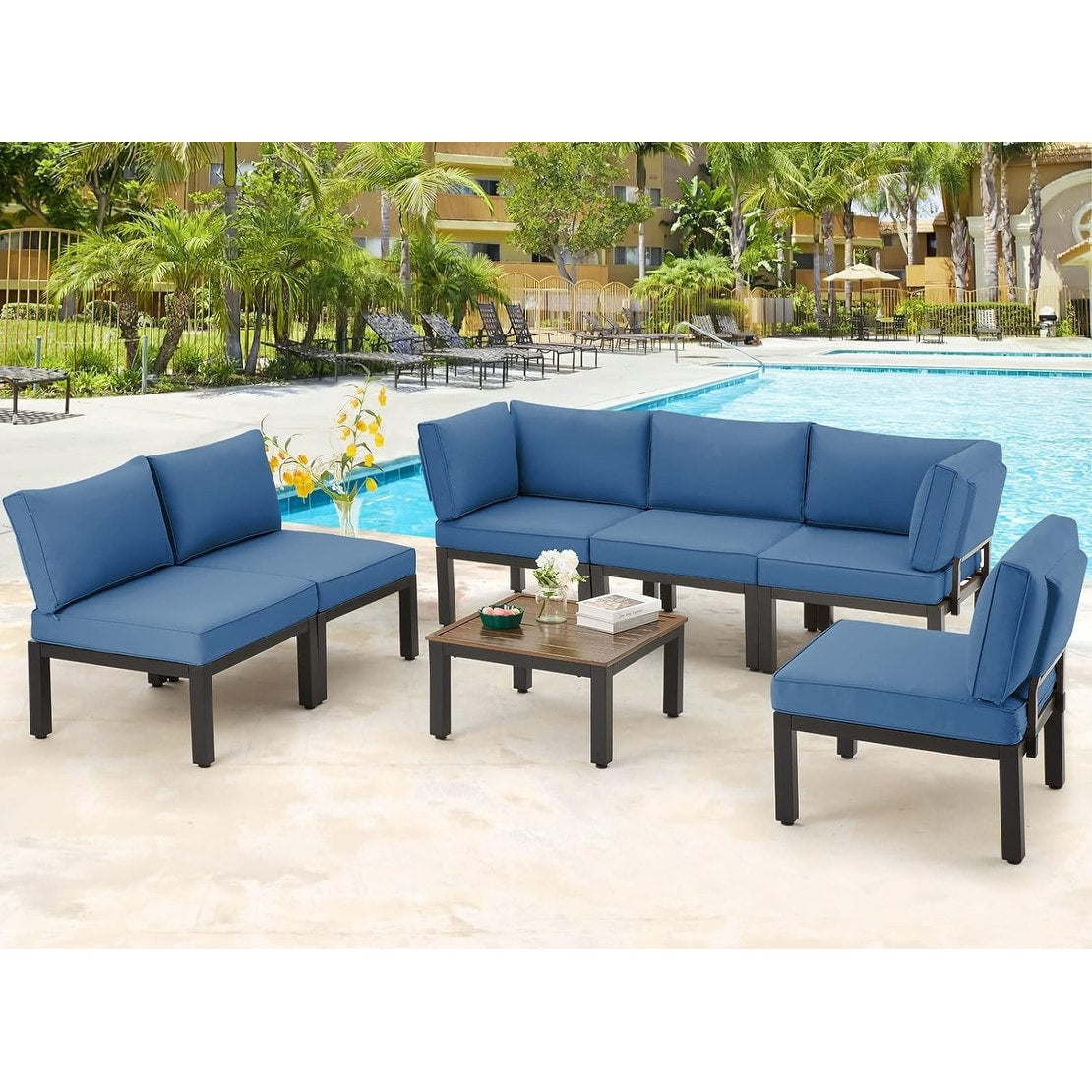 Ensemble de meubles de jardin d'extérieur AECOJOY avec canapé sectionnel en métal