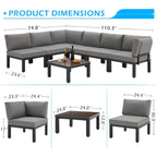 Ensemble de meubles de jardin d'extérieur AECOJOY avec canapé sectionnel en métal