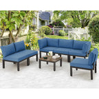 Ensemble de meubles de jardin d'extérieur AECOJOY avec canapé sectionnel en métal