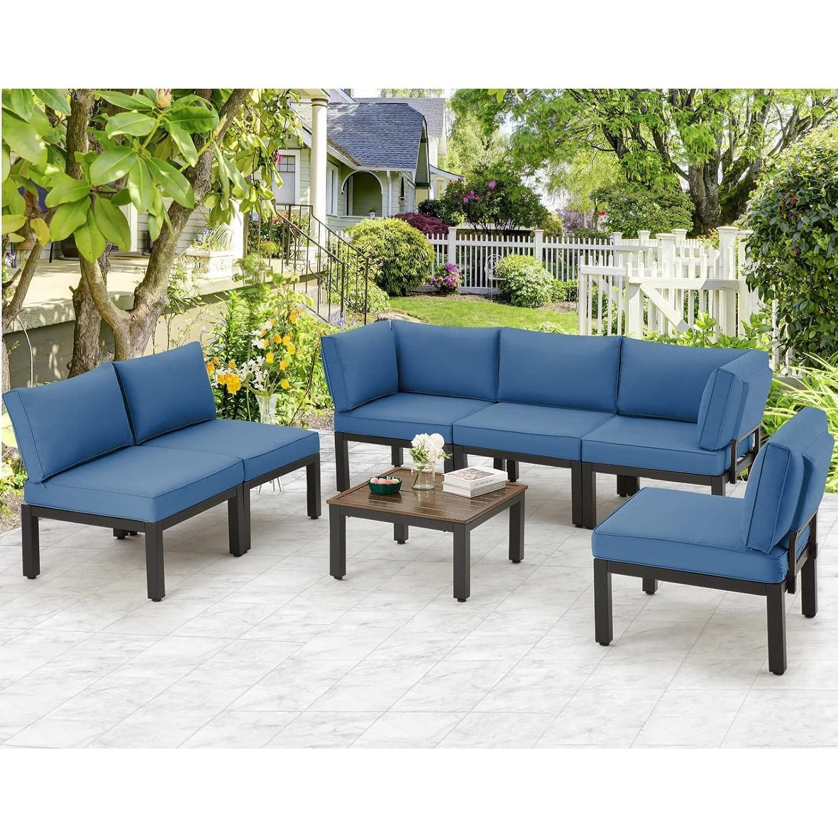Ensemble de meubles de jardin d'extérieur AECOJOY avec canapé sectionnel en métal