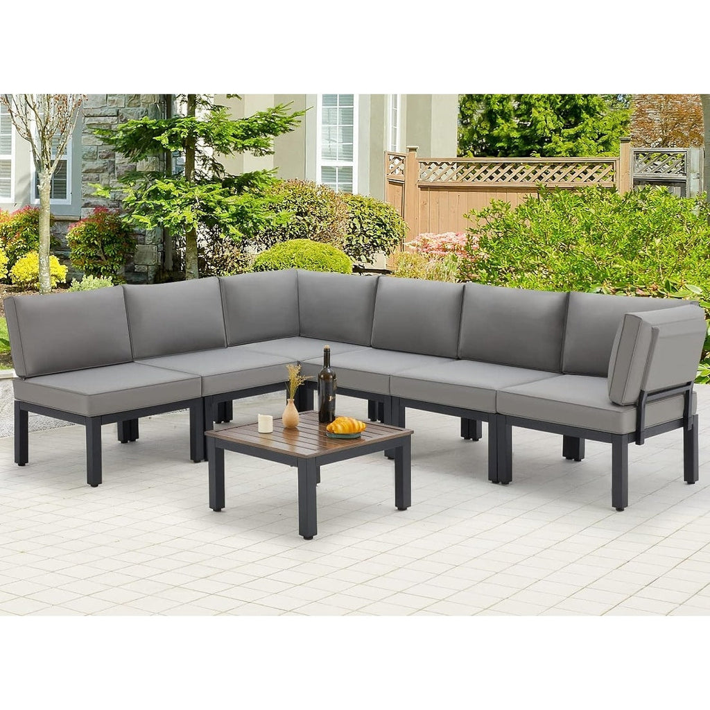 Ensemble de meubles de jardin d'extérieur AECOJOY avec canapé sectionnel en métal