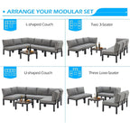 Ensemble de meubles de jardin d'extérieur AECOJOY avec canapé sectionnel en métal