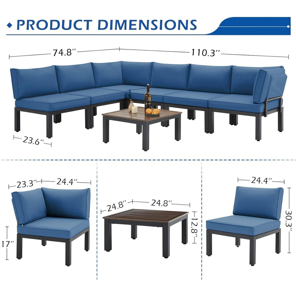 Ensemble de meubles de jardin d'extérieur AECOJOY avec canapé sectionnel en métal